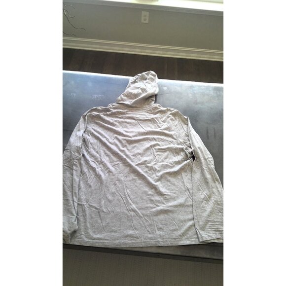 Michael Kors Grey and White Stripped hooded hoodie pullover Button Up Sweater Me - Picture 6 of 6